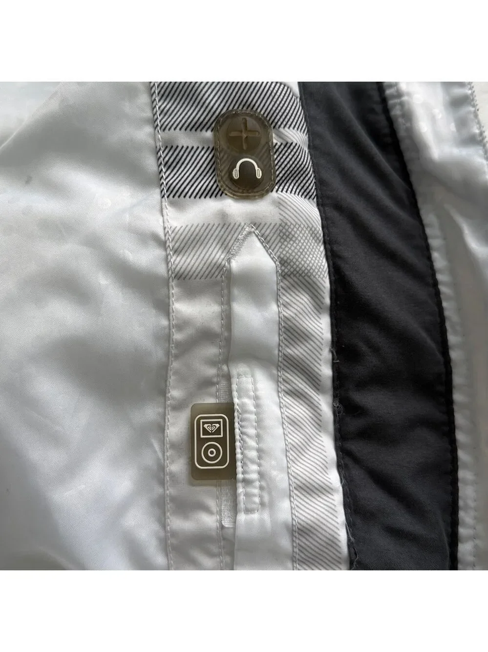 Roxy Ski Snowboarding White Black Grey Checkered Jacket Size Medium